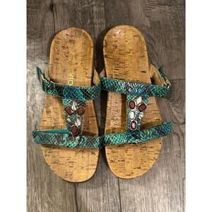Vionic Women's Green Ortho heel Snakeskin Print Slide Sandals Size 7